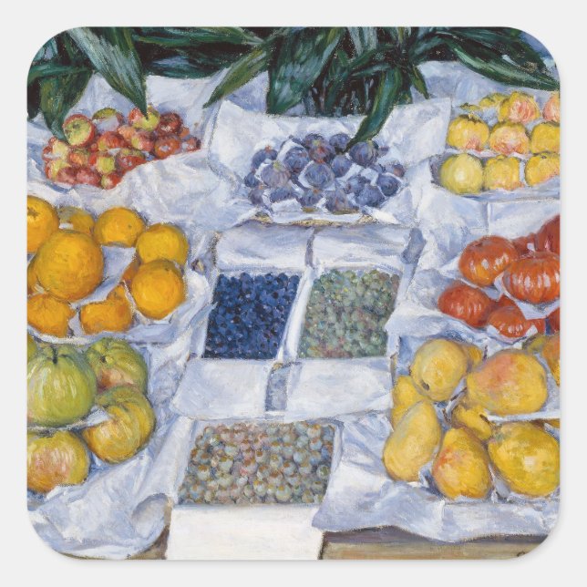 Gustave Caillebotte - Fruit Displayed on a Stand Square Sticker (Front)