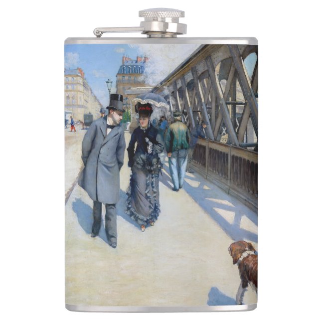 Gustave Caillebotte - Le Pont de l'Europe Hip Flask (Front)