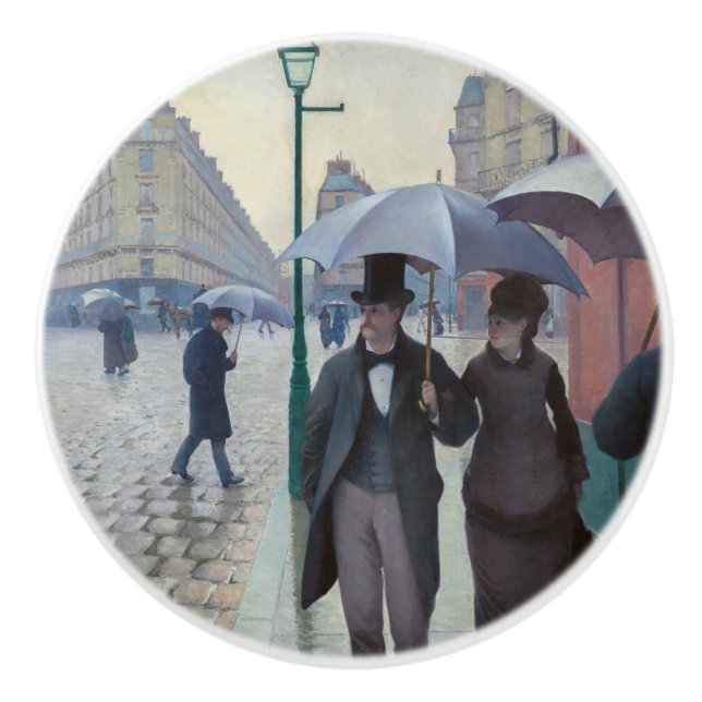 Gustave Caillebotte - Paris Street; Rainy Day Ceramic Knob (Front)