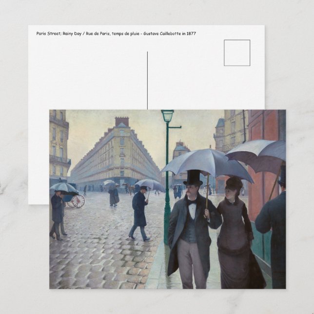 Gustave Caillebotte - Paris Street; Rainy Day Postcard (Front/Back)
