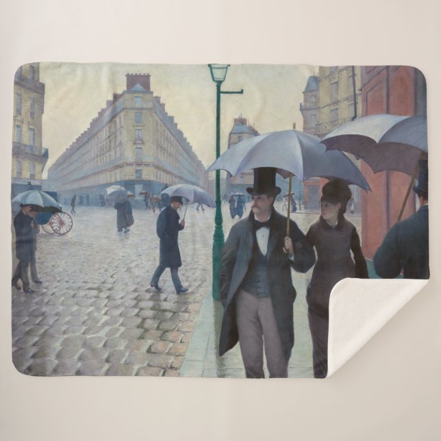 Gustave Caillebotte - Paris Street; Rainy Day Sherpa Blanket (Front (Horizontal))