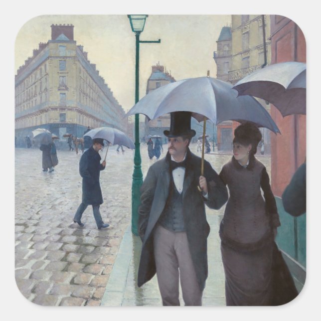Gustave Caillebotte - Paris Street; Rainy Day Square Sticker (Front)