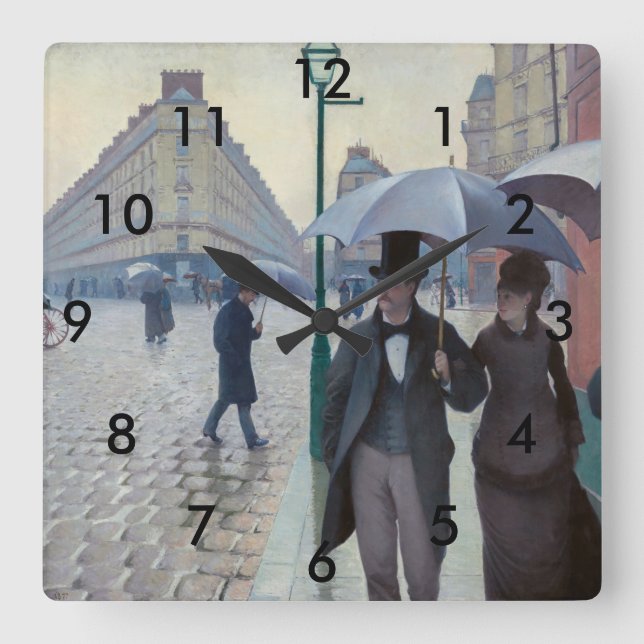 Gustave Caillebotte - Paris Street; Rainy Day Square Wall Clock (Front)