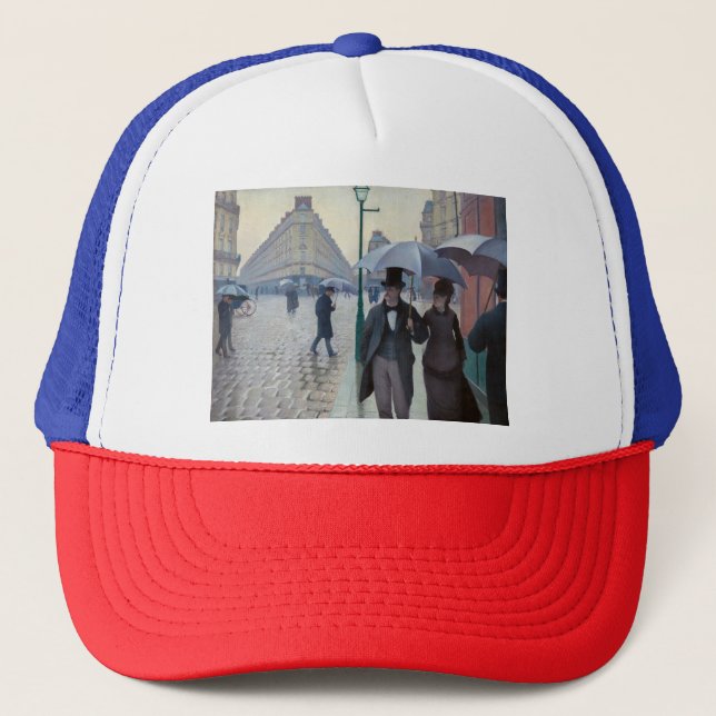 Gustave Caillebotte - Paris Street; Rainy Day Trucker Hat (Front)