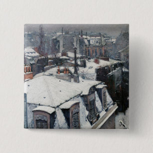 Gustave Caillebotte - Rooftops in the Snow 15 Cm Square Badge