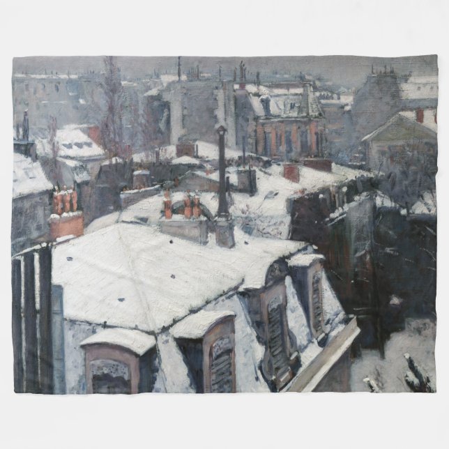Gustave Caillebotte - Rooftops in the Snow Fleece Blanket (Front (Horizontal))