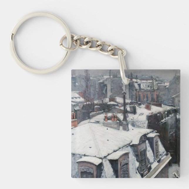 Gustave Caillebotte - Rooftops in the Snow Key Ring (Front)