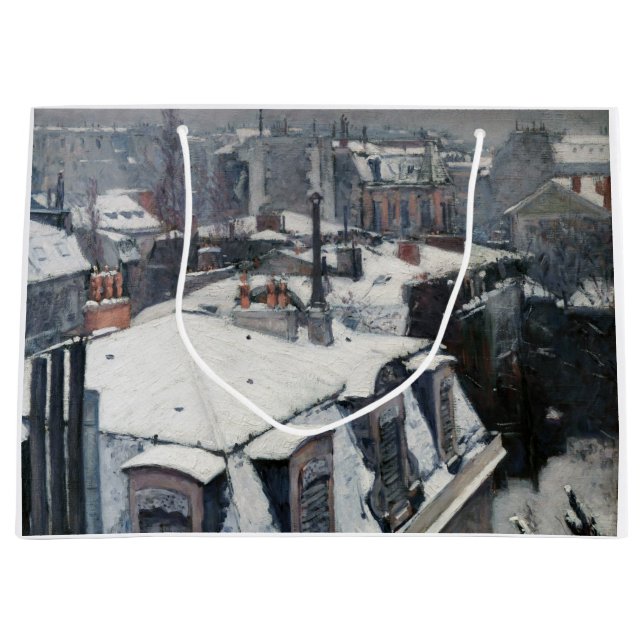 Gustave Caillebotte - Rooftops in the Snow Large Gift Bag (Front)