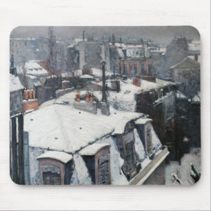 Gustave Caillebotte - Rooftops in the Snow Mouse Mat