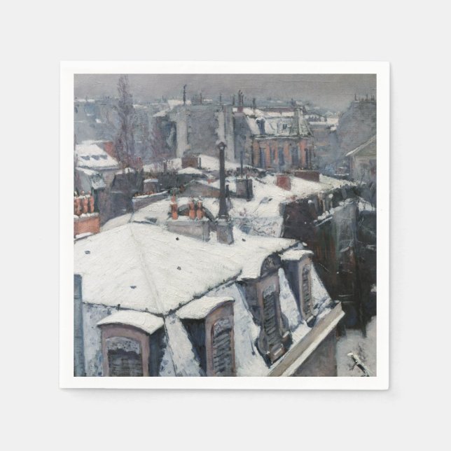 Gustave Caillebotte - Rooftops in the Snow Napkin (Front)