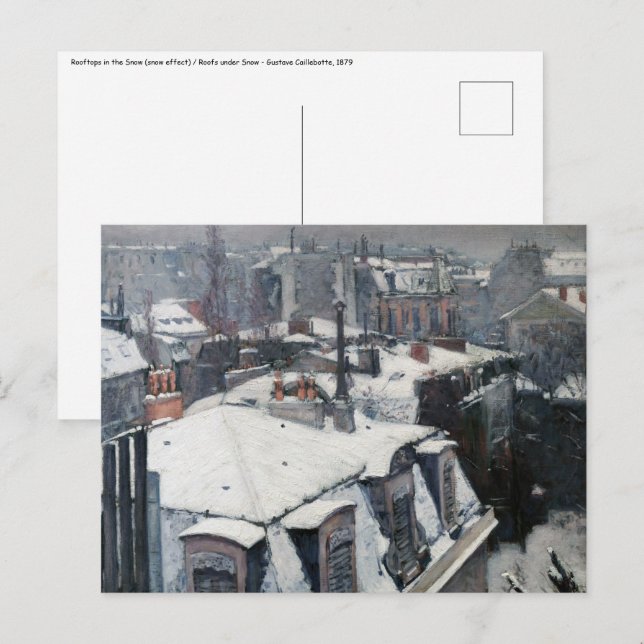 Gustave Caillebotte - Rooftops in the Snow Postcard (Front/Back)
