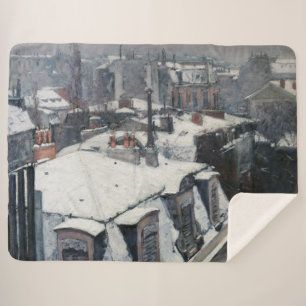 Gustave Caillebotte - Rooftops in the Snow Sherpa Blanket