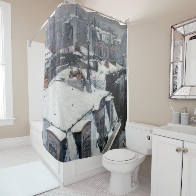 Gustave Caillebotte - Rooftops in the Snow Shower Curtain (In Situ)