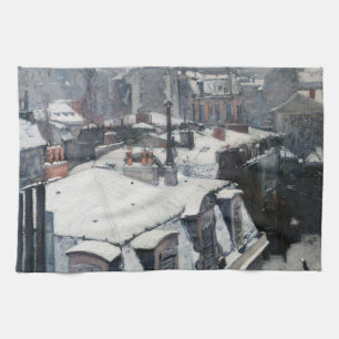 Gustave Caillebotte - Rooftops in the Snow Tea Towel