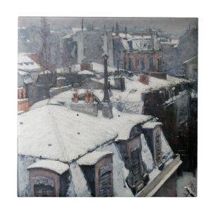 Gustave Caillebotte - Rooftops in the Snow Tile