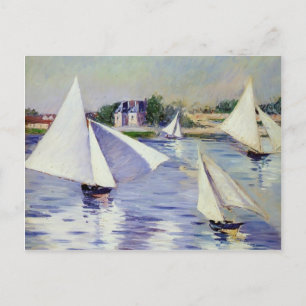 Gustave Caillebotte- Sailboats on  the Seine Postcard