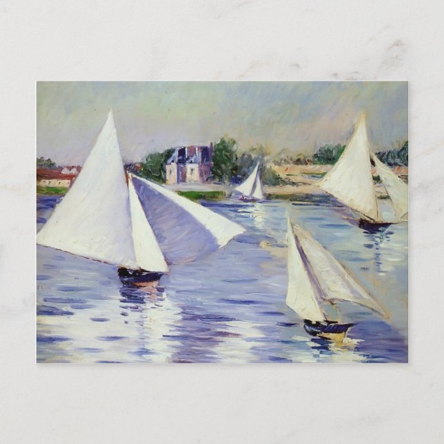 Gustave Caillebotte- Sailboats on  the Seine Postcard (Front)