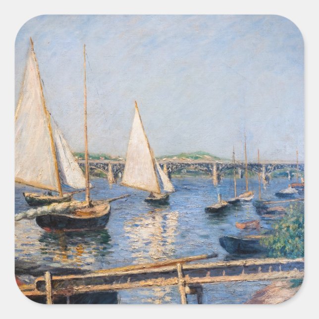 Gustave Caillebotte - Sailing Boats at Argenteuil Square Sticker (Front)