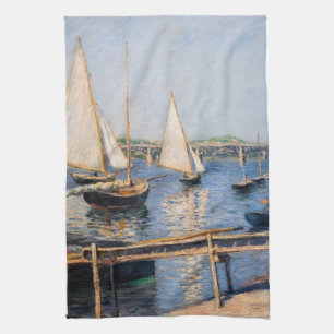 Gustave Caillebotte - Sailing Boats at Argenteuil Tea Towel