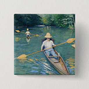 Gustave Caillebotte - Skiffs on the Yerres 15 Cm Square Badge