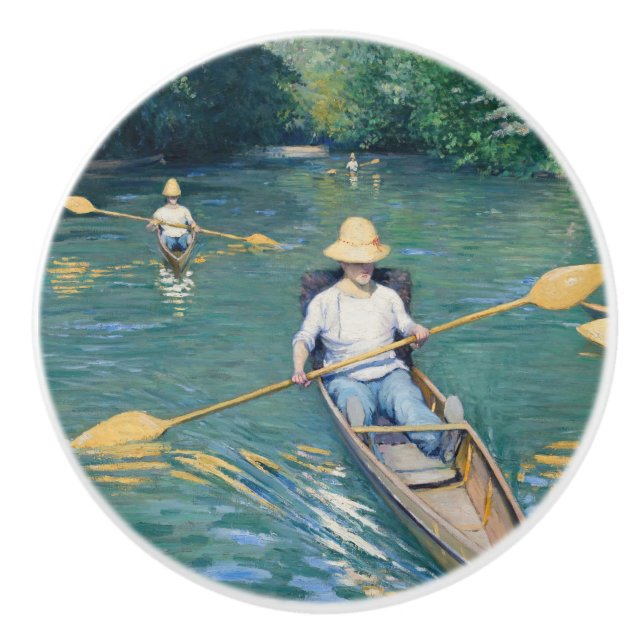 Gustave Caillebotte - Skiffs on the Yerres Ceramic Knob (Front)