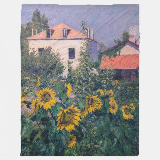 Gustave Caillebotte - Sunflowers, Garden Fleece Blanket (Front)