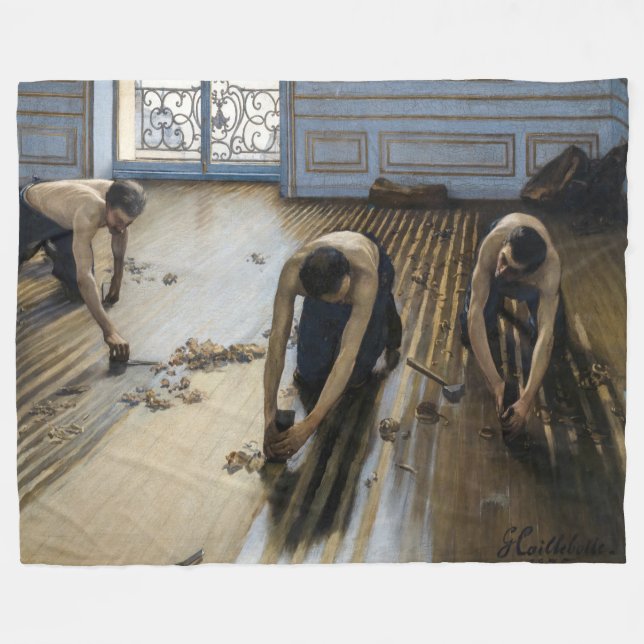 Gustave Caillebotte - The Floor Scrapers Fleece Blanket (Front (Horizontal))