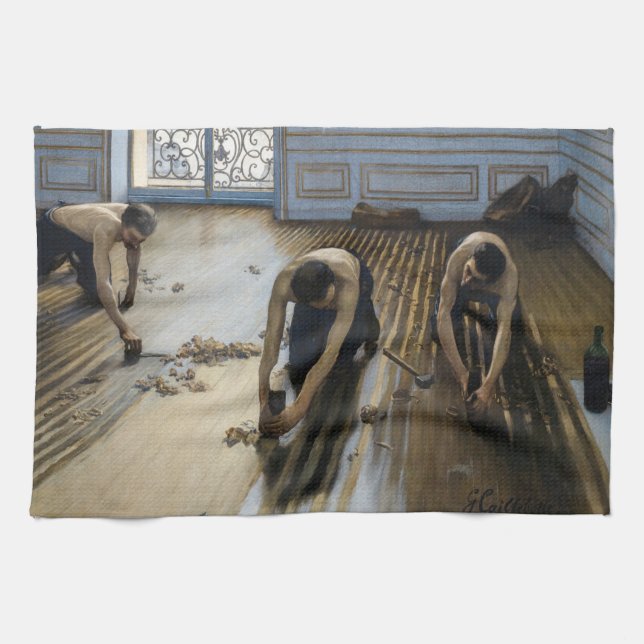 Gustave Caillebotte - The Floor Scrapers Tea Towel (Horizontal)