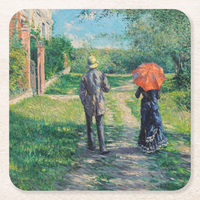 Gustave Caillebotte - The Path Uphill Square Paper Coaster (Front)