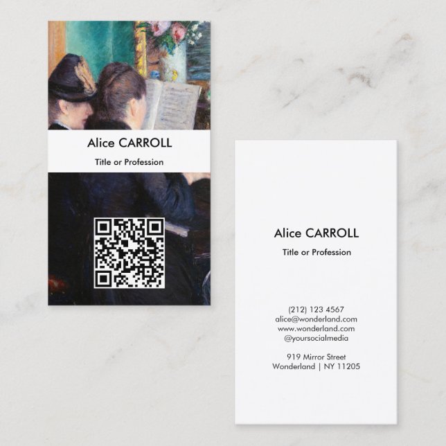 Gustave Caillebotte - The Piano Lesson - QR Code Business Card (Front/Back)