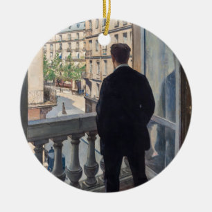 Gustave Caillebotte - Young Man at His Window Ceramic Tree Decoration