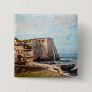 Gustave Courbet - Cliffs at Etretat after Storm 15 Cm Square Badge