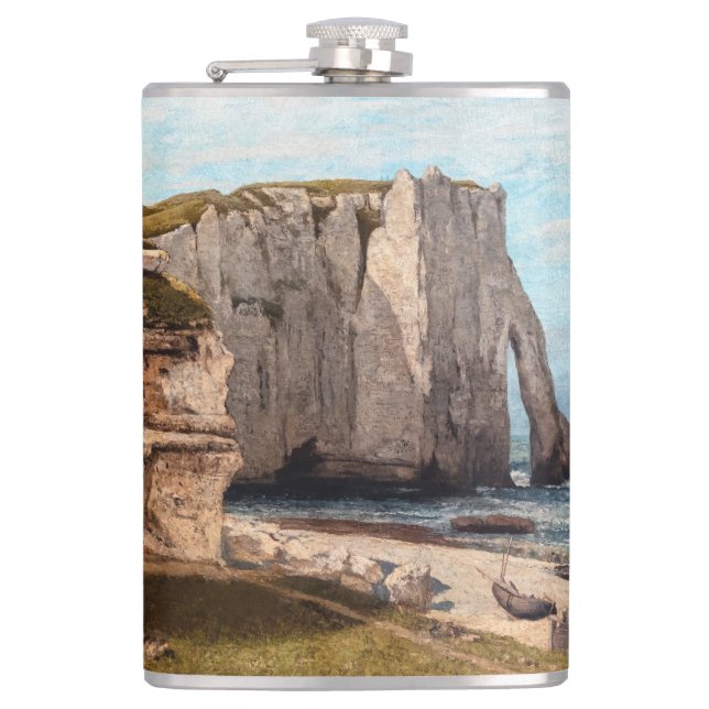 Gustave Courbet - Cliffs at Etretat after Storm Hip Flask (Front)