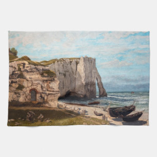 Gustave Courbet - Cliffs at Etretat after Storm Tea Towel