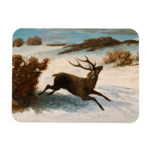 Gustave Courbet - Deer Running in the Snow Magnet