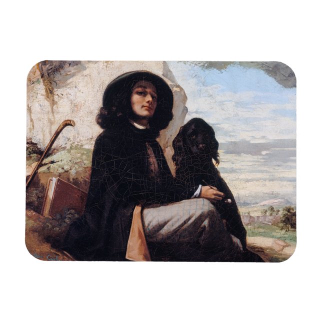 Gustave Courbet - Self-Portrait with a Black Dog Magnet (Horizontal)