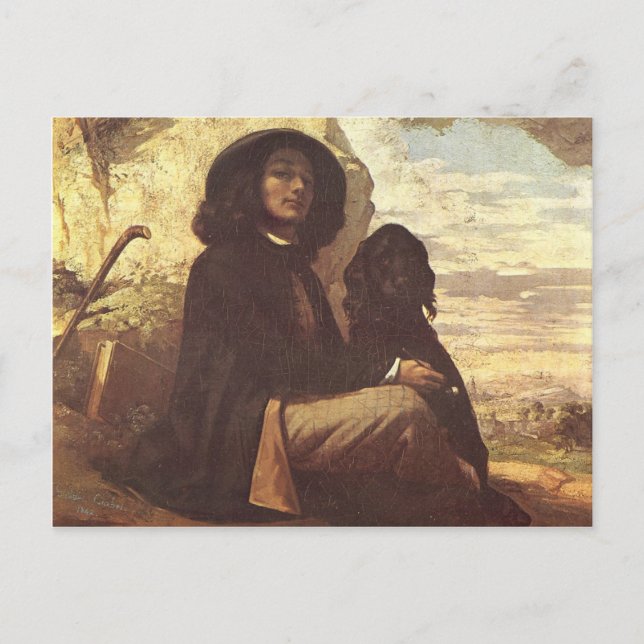 Gustave Courbet - Self-portrait with a black dog Postcard (Front)
