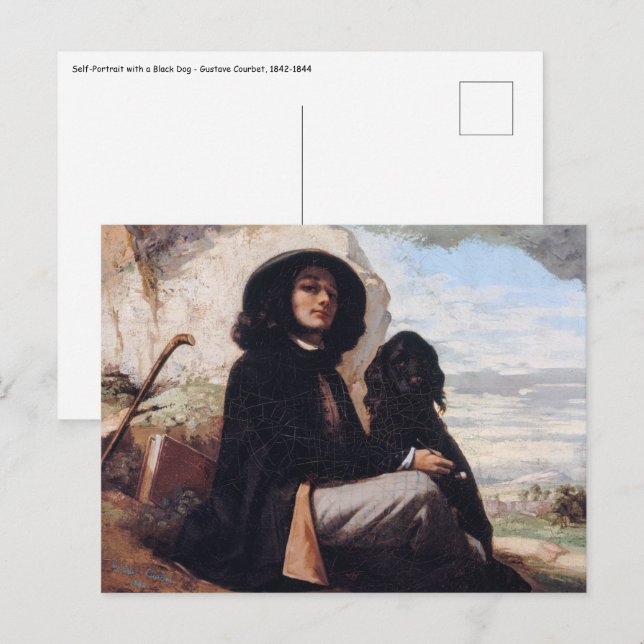 Gustave Courbet - Self-Portrait with a Black Dog Postcard (Front/Back)