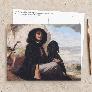 Gustave Courbet - Self-Portrait with a Black Dog Postcard