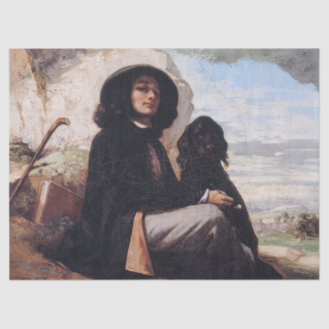 Gustave Courbet - Self-Portrait with a Black Dog Tissue Paper (Front)