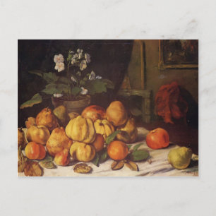 Gustave Courbet- Still Life Apples,Pears & Flowers Postcard