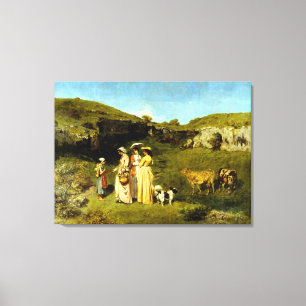 Gustave Courbet Young Ladies of the Village Canvas Print