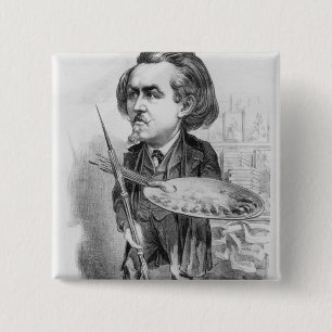 Gustave Dore (1832-83), caricature from 'Le Boulev 15 Cm Square Badge