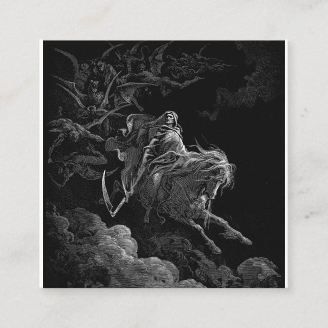 Gustave Dore - Death On The Pale Horse Square Business Card (Front)