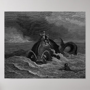 Gustave Dore Engraving Sea Monster Poster