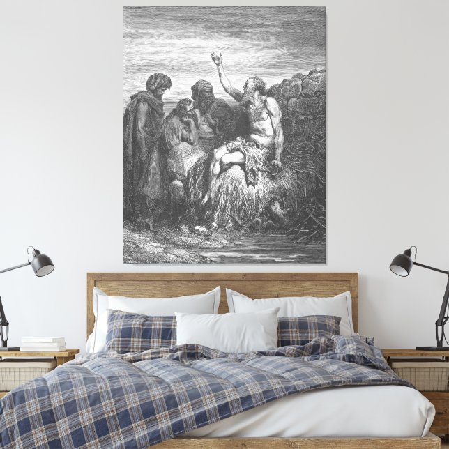 Gustave Doré - Job Speaks with His Friends Canvas Print (Insitu(Bedroom))