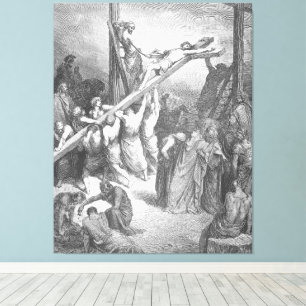 Gustave Doré - Luke 23B The Cross is Lifted Up Canvas Print