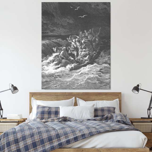 Gustave Doré - Mark 4 Jesus Calms the Storm at Sea Canvas Print (Insitu(Bedroom))