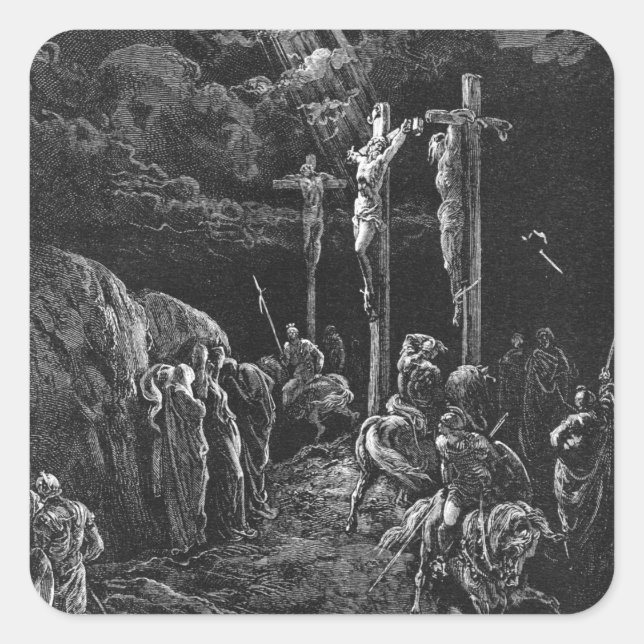 Gustave Dore The Crucifixion From La Grande Bible Square Sticker (Front)