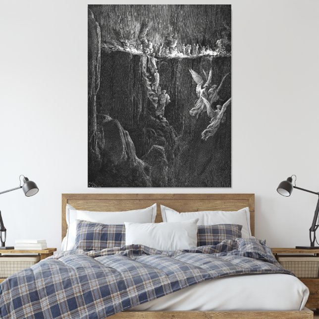 Gustave Doré - The Wall Of Flames Canvas Print (Insitu(Bedroom))
